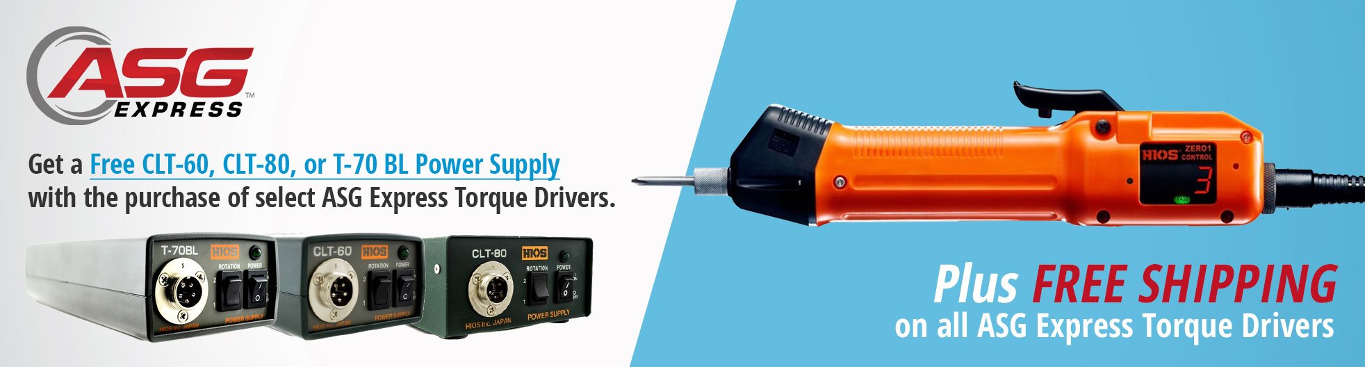 Get a free Power Supply when you buy select ASG DC Electric Torque Drivers