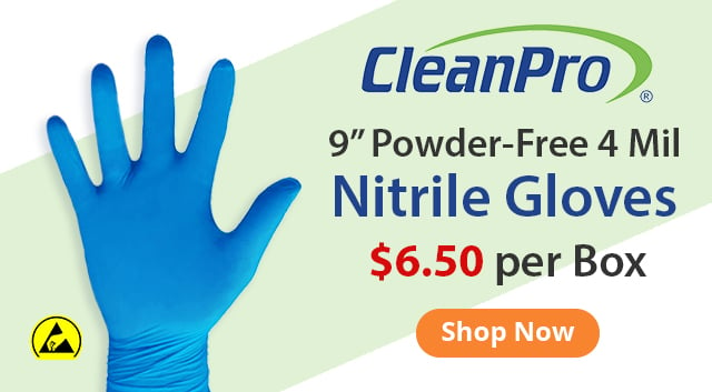CleanPro 9 in. Powder-Free 4 Mil Nitrile Gloves