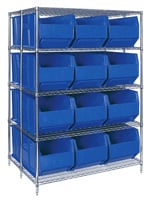 Wire Shelving Unit with Bins