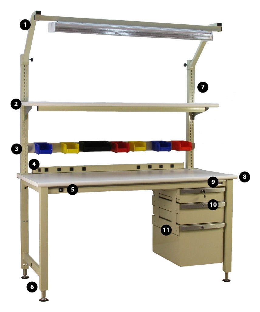 BenchPro A-Series Height Adjustable Workbench with Accessories