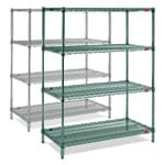 Gray and Green Epoxy Wire Shelving Units