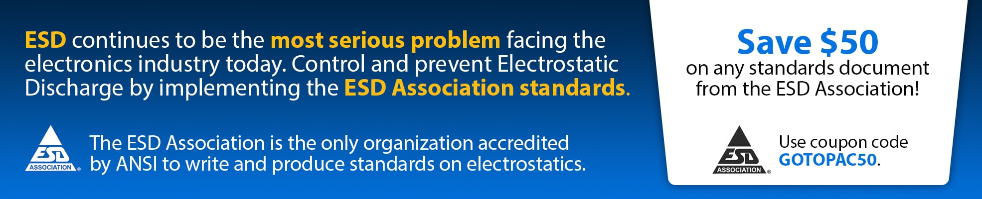 Save $50 on any Standards Document from the ESDA!