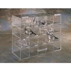 AK, LTD. AK-236 Acrylic Safety Glasses Holder with 20 Slots & Door, 6.5" x 15" x 12"