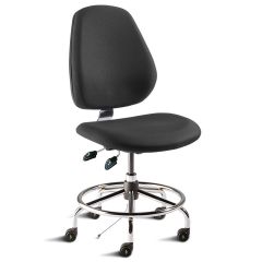BioFit MVMT Tech Series Desk Height ESD Chair with Tubular Steel Base, Attached Footring & Large Back, Dissipative Fabric
