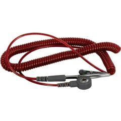 Botron B2308 GEM Wrist Strap Coil Cord with 1/8" Snap, Ruby, 6'