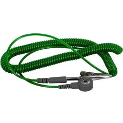 Botron B2428 GEM Wrist Strap Coil Cord with 1/8" Snap, Emerald, 12'