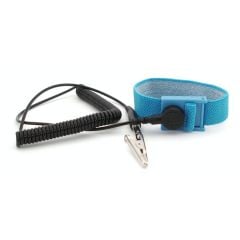 Botron B9008 Adjustable Elastic Wrist Strap with 1/8" Snap, Blue, includes 6' Coil Cord
