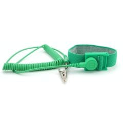 Botron B9028G Adjustable Elastic Wrist Strap with 1/8" Snap, Green, includes 12' Coil Cord