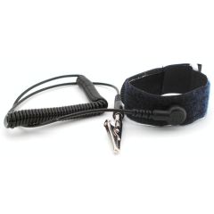 Botron B9208 Adjustable Hook and Loop Wrist Strap with 1/8" Snap, Black, includes 6' Coil Cord