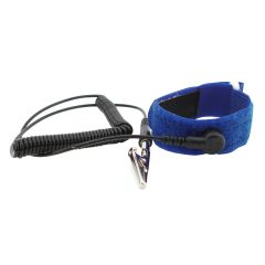 Botron B9248 Adjustable Hook and Loop Wrist Strap with 1/8" Snap, Blue, includes 12' Coil Cord