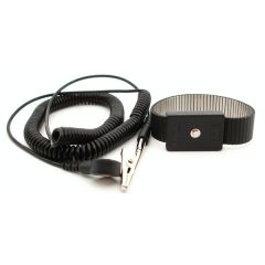 Botron B9478 Adjustable Metal Wrist Strap with 1/8" Snap, Black, includes 6' Coil Cord