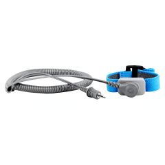 Botron B9506 Dual Mono Jack Adjustable Fabric Wrist Strap with 1/8" Snap, Blue, includes 6' Coil Cord