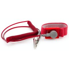 Botron B9928 GEM Adjustable Elastic Wrist Strap with 1/8" Snap, Ruby, includes 6' Coil Cord