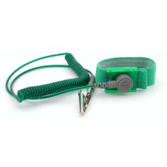 Botron B9948 GEM Adjustable Elastic Wrist Strap with 1/8" Snap, Emerald, includes 6' Coil Cord