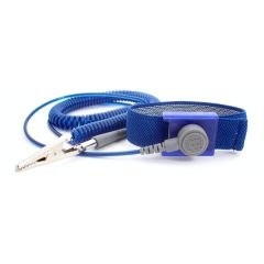 Botron B9978 GEM Adjustable Elastic Wrist Strap with 1/8" Snap, Sapphire, includes 6' Coil Cord