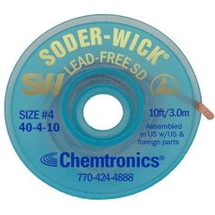 Chemtronics 40-4-10 No-Clean Lead-Free ESD-Safe Desoldering Braid, 0.110" x 10' Spool 