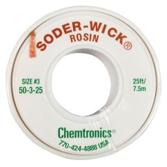 Chemtronics 50-3-25 Soder-Wick Rosin Flux Desoldering Wick, 0.080" x 25' Spool 