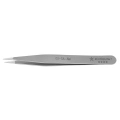 Excelta 00-SA-AM TealShield&trade; &#9733;&#9733;&#9733;&#9733; General Purpose Straight Antimicrobial Neverust&reg; Stainless Steel Tweezers with Medium, Semi Fine, Pointed Tips
