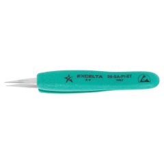 Excelta 00-SA-PI-ET Two Star 4.50" Straight Strong Point Anti-Magnetic Ergonomic Tweezer