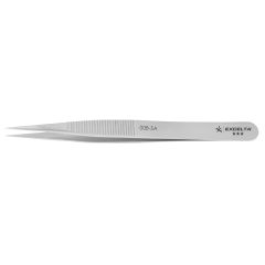 Excelta 00B-SA Three Star 4.75" Straight Strong Point Anti-Magnetic Tweezer with Serrated Grips