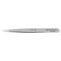 Excelta 1-SA-AM TealShield&trade; &#9733;&#9733;&#9733;&#9733; Delicate Application Straight Antimicrobial Neverust&reg; Stainless Steel Tweezers with Very Fine, Precision Pointed Tips