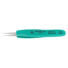 Excelta 3-SA-ET ★★★ ESD-Safe Neverust® Stainless Steel Tweezer with Ergo-Tweeze® Cushioned Grips & Straight Pointed, Very Fine Tips