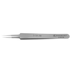Excelta 5-SA-AM TealShield&trade; &#9733;&#9733;&#9733;&#9733; Straight Tapered Antimicrobial Neverust&reg; Stainless Steel Tweezers with Ultra Fine, Pointed Tips