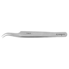 Excelta 7-SA-SE ★ Tapered Stainless Steel Tweezer with 45° Curved, Very Fine Tips (Pack of 6)