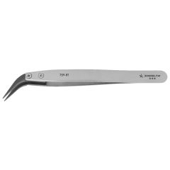 Excelta 759-RT &#9733;&#9733;&#9733; ESD-Safe Neverust&reg; Stainless Steel Tweezers with Replaceable Carbofib&trade;, 51&deg; Curved, Pointed Tips