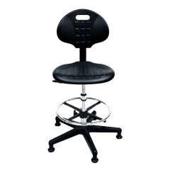 Industrial Seating PU100 Bench Height Cleanroom Chair with Black Nylon Base, Polyurethane