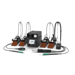 JBC Modular ESD-Safe Soldering & Desoldering System with 4-Tool Control Unit, Desoldering Module, DR560 Desoldering Iron, and Tool Stands