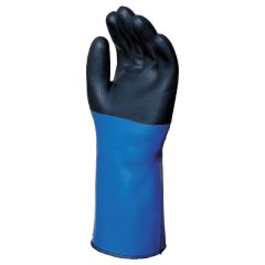 MAPA NL-517 Temp-Tec Double-Lined Knit Neoprene Thermal Protection Gloves with Pebbled Rough Grips, Black/Blue, (Case of 6 Pair)