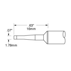 Metcal SSC-742A 60&deg; Long Reach Chisel Solder Cartridge, 1.78mm Drawing