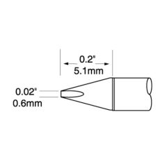 Metcal UFTC-7CH06-PK UltraFine Chisel Solder Cartridge, 0.6mm Drawing