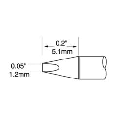 Metcal UFTC-7CH12-PK UltraFine Chisel Solder Cartridge, 1.2mm Drawing