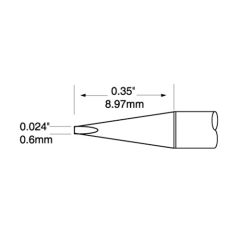 Metcal UFTC-7CHL06-PK UltraFine Long Reach Chisel Solder Cartridge, 0.6mm Drawing