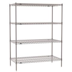 24" x 72" x 63" Metroseal Gray Wire Shelving Unit with 4 Super Erecta® Wire Shelves 