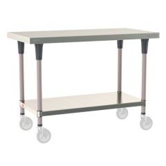 Metro TableWorx&trade; Mobile-Ready Stainless Steel Work Table with Type 304 Work Surface, Shelf Base & Metroseal Gray Epoxy Coated Legs