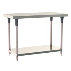 Metro TableWorx&trade; Stainless Steel Work Table with Type 304 Work Surface, Shelf Base & Metroseal Gray Epoxy Coated Legs