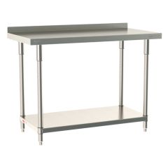 Metro TableWorx&trade; Stainless Steel Work Table with Type 304 Work Surface with Backsplash, Shelf Base & Legs