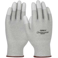 QRP TDESDNY Qualakote&reg; Seamless Knit Nylon/Carbon Fiber ESD Gloves with Polyurethane Coated Grip Fingertips