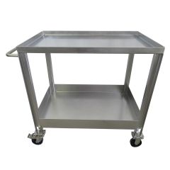 CleanPro SSL-1119 Shop Cart with 2 Stainless Steel Solid Shelves, 24" x 36" x 35"