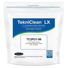 Teknipure TC2PU1-99 TekniClean&trade; LX Polyester Knit Cleanroom Wipes, 9" x 9" (Bag of 100)