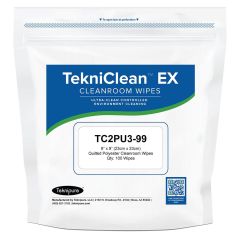 Teknipure TC2PU3-99 TekniClean&trade; EX Quilted Polyester Knit Cleanroom Wipes, 9" x 9" (Bag of 100)
