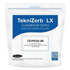 Teknipure TZ1PCS1-99 TekniZorb&trade; LX Polycellulose Nonwoven Cleanroom Wipes, 9" x 9" (Bag of 300)