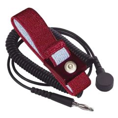 Transforming Technologies WB2643 Adjustable Maroon Hypoallergenic Elastic Wrist Band with with 4mm Snap, Swivel Banana Jack & 12' Classic Coil Cord