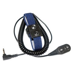 Transforming Technologies WB3008 Adjustable Dual Conductor Fabric Wrist Band with Magnetic 4mm Snaps, Navy, includes 8' Coil Cord