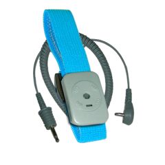 Transforming Technologies WB7100 Dual Conductor Fabric Wrist Band, Blue, includes 10' Coil Cord