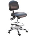 Lissner Lincoln Series Bench Height Cleanroom Chair with Standard Seat & Back, Vinyl, Aluminum Base