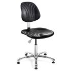 Bevco 7050D Dura Desk Height Chair with Polished Aluminum Base, Black Polyurethane